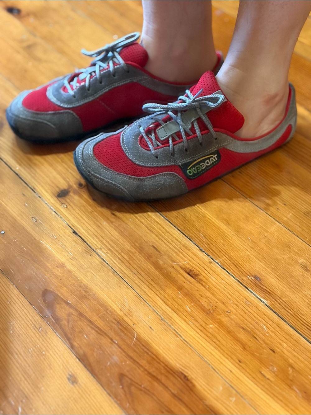 Red and Gray Women's Athletic Sneakers - Lightweight Casual Trainers - Picture 8 of 9